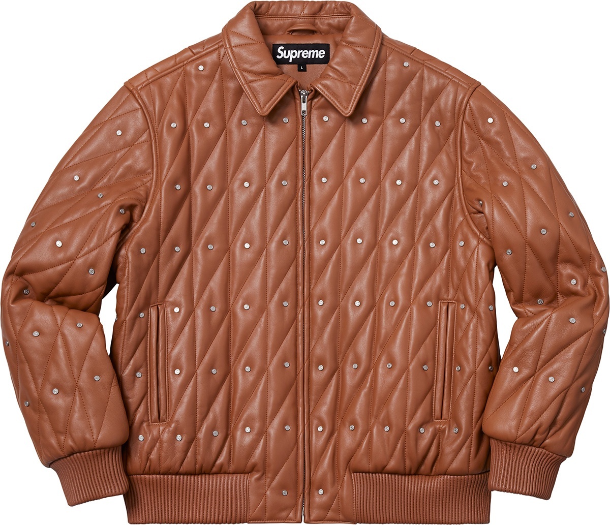 Quilted Studded Leather Jacket view 15
